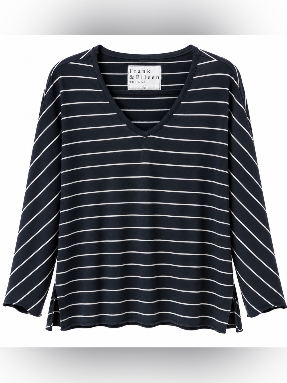 Frank & Eileen Tee Lab Oversized Striped Long Sleeve Tee Black White Large